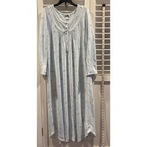 Vintage Miss Elaine Nightgown Medium Blue Fancy Detailed Trim Cottagecore